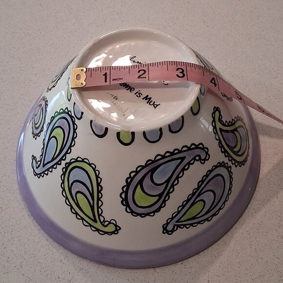 Lorrie Veasey Our Name is Mud Purple Paisley Feline Groovy Bowl - Picture 8 of 14